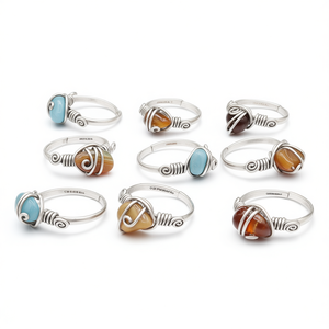 Stylish Silver Plated Fashion <b>Rings</b> with Natural Stone Accents for Resale Collections - Product Image 2
