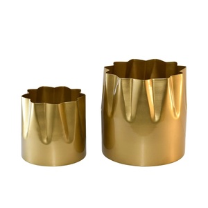 Jardinière de jardin design en fer forgé pour plantes d'extérieur et d'intérieur, jardinière décorative ronde en métal doré pour jardin et balcon - Product Image 5