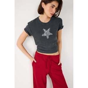 Camiseta Casual Básica de Manga Corta 100% Algodón Tela de Pana - Product Image 1