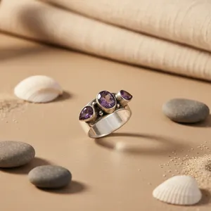 Bague en argent 925 plaqué or rose pour femmes, incrustation tendance avec pierres précieuses naturelles, plaqué 18 carats, bijoux cadeau - Product Image 3