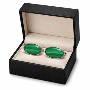Vente flash - Cadeau symbolique - Boutons de manchette en malachite - Argent sterling 925 - Pour collectionneur - Boutons de manchette de mariage pour le marié - Cadeaux d'anniversaire pour hommes - Product Image 3