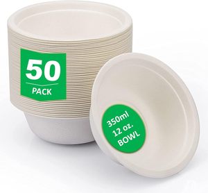 Disposable Compostable Sugarcane Bagasse Bowl Biodegradable Eco Friendly Camping Soup Salad <b>Takeaway</b> Food <b>Container</b> - Product Image 1