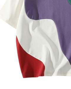 Customized <b>Men</b> Color Block Oversized <b>T</b> <b>Shirt</b> <b>Purple</b> Green Red Casual Streetwear Cotton Short Sleeve Summer Loose Fit Fashion Tee - Product Image 4