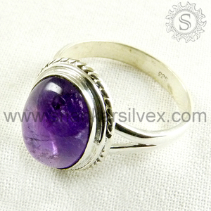 Pierre précieuse d'améthyste violette naturelle Bague de forme ovale en argent sterling 925 faite à la main Bijoux Boho Prix de gros Fournisseur en vrac - Product Image 3