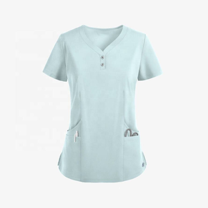 Conjuntos de uniformes de rendimiento Scrubs con camisa de manga corta ligera y cuello alto transpirable para ropa de cambio - Product Image 6