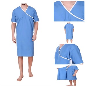 Bata de paciente de hospital de mezcla de algodón y tela vaquera - Product Image 5
