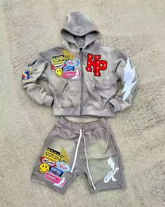 Ensemble short de sport et sweat à capuche zippé d'été pour hommes Ensemble de survêtements unisexe décontracté de haute qualité 2 ensembles courts - Product Image 2