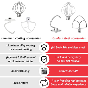 ชุดอุปกรณ์ผสมอาหารสแตนเลส 3 ชิ้น สำหรับเครื่องผสมอาหาร ใช้กับเครื่องล้างจานได้ ทนทาน หัวตีแบบ 6 ลวด หัวตีแป้ง หัวตีแบบแบน สำหรับเครื่องผสมอาหาร <span class=keywords><strong>Kitchenaid</strong></span> - Product Image 4