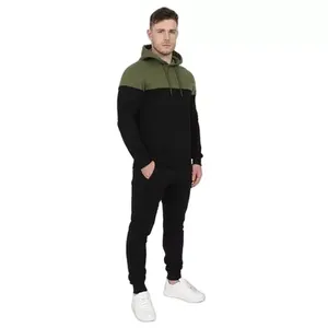 Ensemble de survêtement décontracté pour homme grande taille, qualité supérieure 2026, couleur unie, pull à capuche et pantalon de survêtement, deux pièces, OEM - Product Image 1
