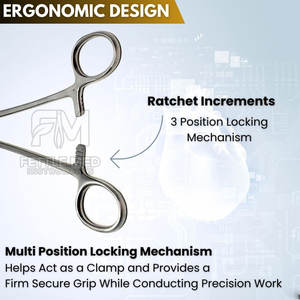 Pinza de Sutura Quirúrgica Manual de Acero Inoxidable de 21 cm, Portaagujas Heaney, Instrumento Reutilizable para Sujetar Suturas - Product Image 4