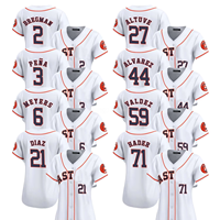 Kaos Jersey Baseball Putih Edisi Terbatas Pria Houston 2025 Ukuran Besar Custom dengan Logo Bordir Jahitan Seragam