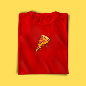 Camisetas de Algodón 100% Orgánico con Estampado de Pizza, Corte Ajustado, Diseño Transpirable en 3D, Jersey con Patrón Sólido y Etiqueta Personalizada - Product Image 1