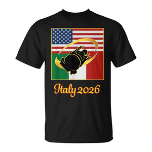 Maglietta Promozionale 2026 Italia USA per Sport Invernali con Design delle Bandiere Nazionali - Product Image 3