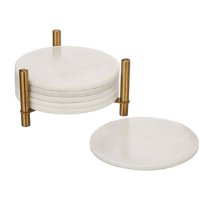 <b>Christmas</b> Gift Marble coaster 6 PCS Drink Coasters with Holder Round Cup <b>Mat</b> Pad Protect <b>Table</b> ware use - Product Image 4