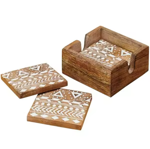 Sous-verres faits à la main dans un style classique unique Finition noyer soigneusement poli Mango Acacia Bois Rustique Tapis de table naturel Tampons - Product Image 1