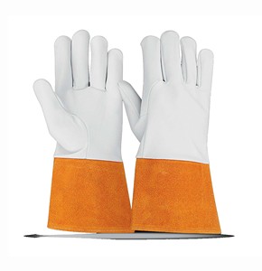 Sunland Gants de soudage TIG en cuir Gants de travail de sécurité en cuir de chèvre Test d'éclaboussure de métal fondu Type B Pouce complet - Product Image 6