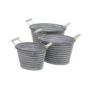 Design élégant ensemble de 3 plantes conteneur galvanisé jardinière pour la maison salon décor plantes Pot accessoires pour la maison fournitures - Product Image 1