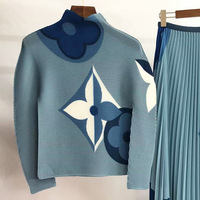 Ensemble fournisseur de vêtements jupe longue plissée Ensemble 2 pièces chemise plissée Miyake d'été et jupe plissée imprimée pour femmes