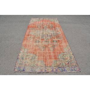 Vintage 4,5 X 9.5ft Naranja Beige Alfombra turca Estilo clásico Tabriz Rectángulo Patchwork Patrón para sala de estar Lana Viscosa Látex - Product Image 1