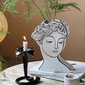 <span class=keywords><strong>Vase</strong></span> Moderne en Céramique en Forme de Tête de Déesse Grecque, <span class=keywords><strong>Vase</strong></span> à Fleurs Décoratif, Décoration Nordique pour la Maison, Pot de Fleurs - Product Image 1