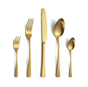 Ensemble de couverts de luxe en or de haute qualité pour mariage en vrac, cuillères, fourchettes et couteaux, ensemble de couverts en acier inoxydable pour restaurant, hôtel - Product Image 1