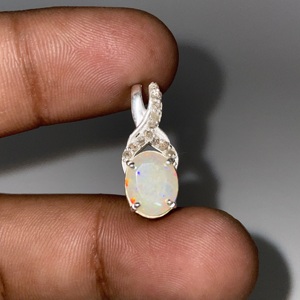 Vintage Style 925 Sterling Silver <b>Opal</b> Silver Plated Children's Charm <b>Pendant</b> Jewelry - Product Image 2