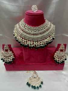 Conjunto de Collar de Perlas Kundan Antiguo con Pendientes y Maang Tikka, Joyería Nupcial para Bodas al por Mayor - Product Image 2