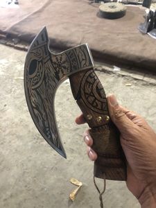 1095 acier damas tête gaufrée hache en acier inoxydable à haute teneur en carbone de qualité industrielle avec manche en bois pour le camping en plein air - Product Image 2