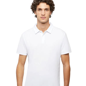 Polo de manga corta para hombre, camisetas con logotipo personalizado impreso de punto de algodón y poliéster, tela informal de rayas lisas transpirables altas 2025 - Product Image 2