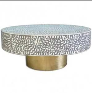 โต๊ะกาแฟฝังกระดูกทรงกลมพร้อมฐานโลหะสำหรับพื้นที่เลานจ์ - Product Image 2