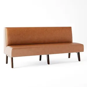 Customizable Commercial Brown Leather Restaurant Banquette L U Shape Modern Booth Seating For Cafe Restaurant