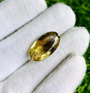 Quartz citron bio, pierre précieuse naturelle facettée en vrac, 14,55 carats, taille ovale, effet de changement de couleur, pour la fabrication de bagues, TASBIYA GEMS prêt à l'emploi - Product Image 1