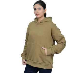 Felpa con cappuccio in cammello di Stock locale per donna Pullover in pile di cotone con cappuccio Casual Fit Streetwear pronto a non spedire alcuna tariffa con consegna rapida - Product Image 4