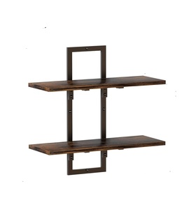 Wooden Wall Shelf Floating Wall Shelves Metal Wire Hanging Rustic Storage Shelf Decor Organizer Bedroom Kitchen. - Product Image 1