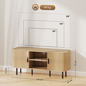 HOMCOM Soporte de TV de 55 "con 2 gabinetes y 2 estantes en MDF y aglomerado 120x40x55 cm Acabado en roble Modelo 83B-039V80AK - Product Image 3