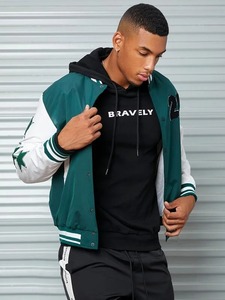 Veste coupe-vent légère pour homme grande taille, veste bomber décontractée de créateur, veste varsity, vêtement d'extérieur uni - Product Image 3