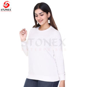 Venta al por mayor de manga larga de cuello redondo Crop Top Casual Solid Loose Fit Workout Cropped Pullover sudadera para las mujeres - Product Image 1