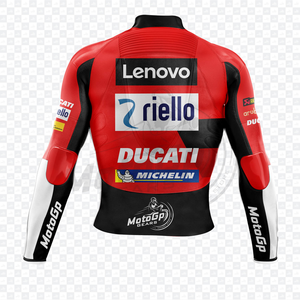Veste de motard pour homme Francesco Bagnaia Rucati Motorbike MotoCP en cuir de vache/cuir de kangourou, sur mesure, pour la piste et la course, avec bosse, homologuée CE - Product Image 2