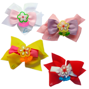 Fiocchi per capelli con clip, accessori per acconciature, abbinabili a dettagli floreali in acrilico in 4 colori trendy - Product Image 1