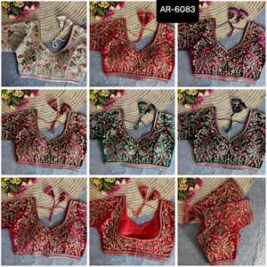 Las mujeres de moda usan colecciones de blusas elegantes Bordado pesado y trabajo de secuencia Blusa de manga larga para ropa de novia Lehenga Choli - Product Image 5