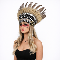 Coiffe en plumes de perles de qualité supérieure, style bohème tribal, pour festival de musique, séance photo, accessoires de costume