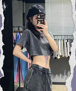 Camiseta Corta de Algodón Vintage de Alta Calidad Personalizada, Corte Regular, para Mujer, Gimnasio, Verano, con Botones, Transpirable, de Secado Rápido - Product Image 3