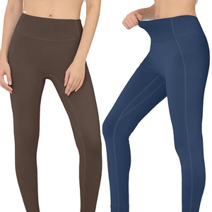Novedad en Ropa Deportiva para Mujer, Leggings de Yoga Largos, Transpirables, de Alta Elasticidad, con Estampado Sólido y Efecto Fruncido, para Correr y Entrenar - Product Image 1