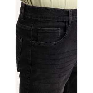 Short en jean basique taille haute MN-SHT-SS23-001 Anthracite avec délavage foncé - Product Image 2
