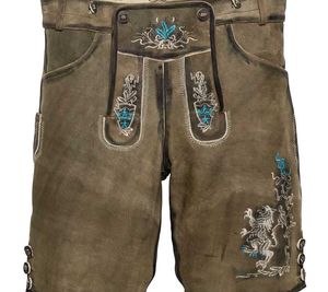 2025 nueva moda Lederhosen pantalones cortos de cuero bávaro marrón hombres cabra gamuza pantalones cortos de cuero occidental - Product Image 1