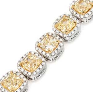 Luxury <b>Sterling</b> <b>Silver</b> <b>Beaded</b> <b>Bracelet</b> with Fancy Yellow Moissanite Romantic Style Iced Design - Product Image 2