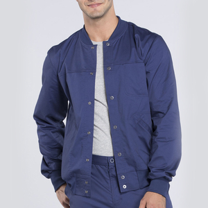 Chaqueta médica para hombre con logotipo personalizado, cómoda tela elástica de LICRA y poliéster, uniforme médico de Enfermería de Color sólido para hospitales - Product Image 5