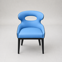 Chaise de restaurant en cuir bleu pour café, chaise de restauration rapide de luxe en stock, prête à être expédiée