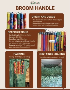 Bâton de vadrouille à grain en bois 100% à usage domestique du fabricant direct avec tête de balai et pelle à poussière en PVC balais et pelles à poussière de haute qualité - Product Image 4