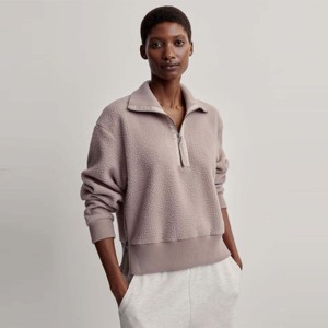 Pull en polaire confortable à demi-fermeture éclair pour femmes de haute qualité veste d'hiver décontractée chaude et légère - Product Image 4